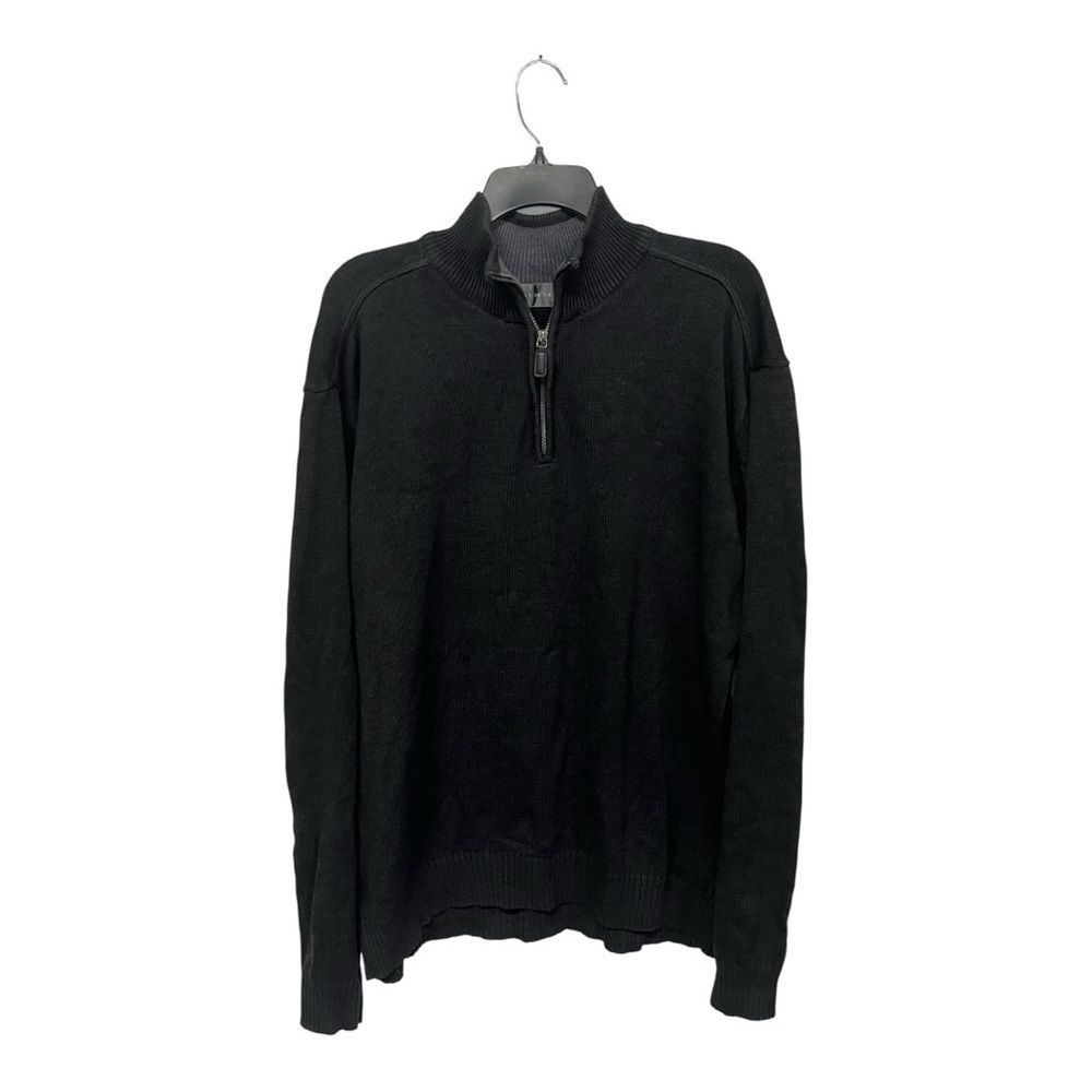 Oscar de la Renta | Mens Dark Gray  1/4 Zip Pullover Knit Sweater Black Size XXL